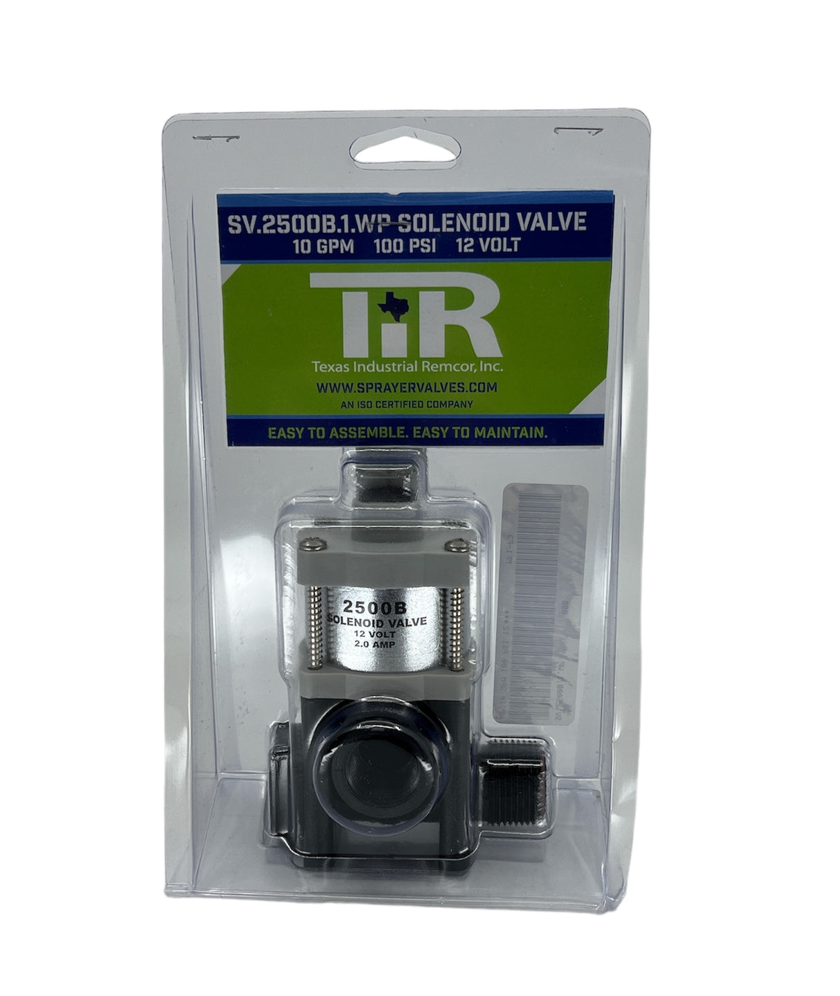 Texas Remcor 2 Way Direct Operating Solenoid Valve 2-Pin WP, 12V - SV.2500B.1.WP