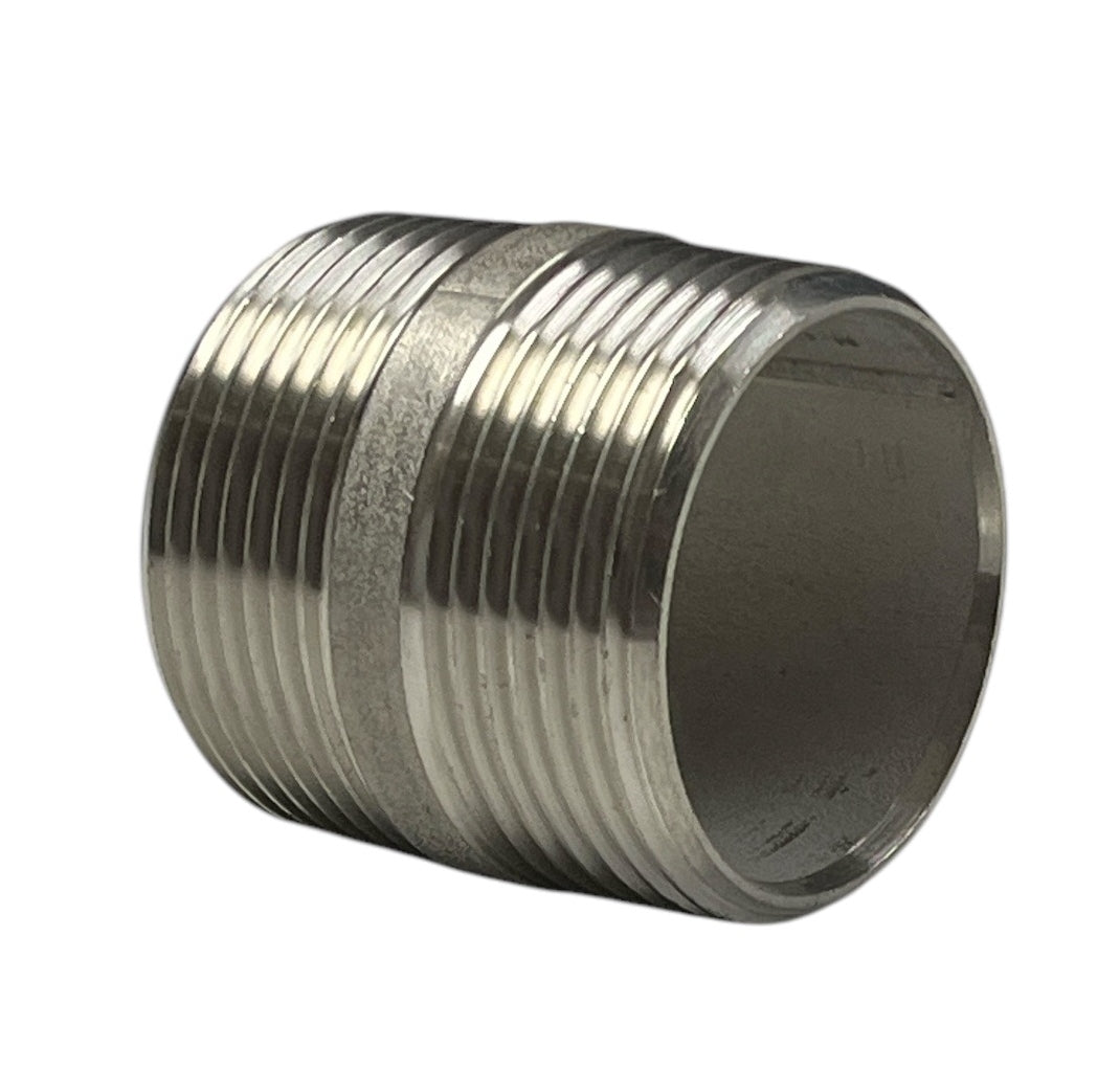 Hypro Stainless Steel Short Nipple 304SS, 1-1/4" MPT X 1-5/8" - 7114158