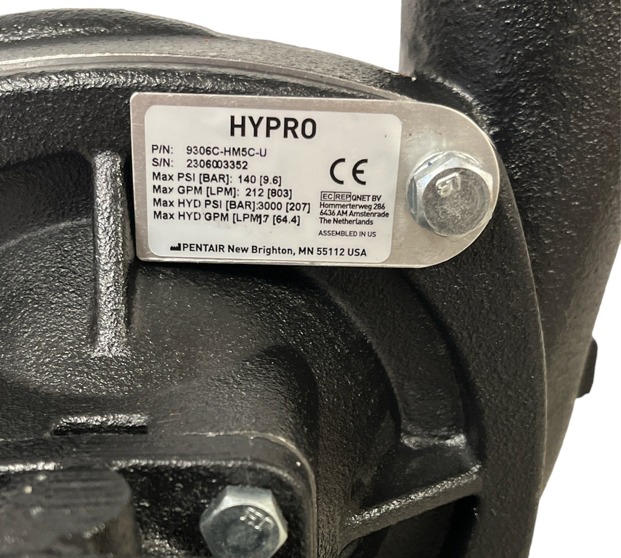 Hypro Flanged 220 x 220 Centrifugal Cast Iron Pump 17 GPM - 9306C-HM5C-U