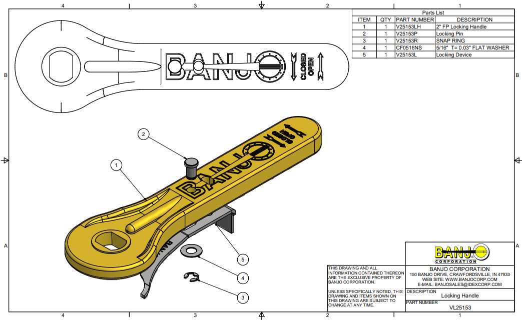 Banjo Straight Locking Valve Handle - VL25153