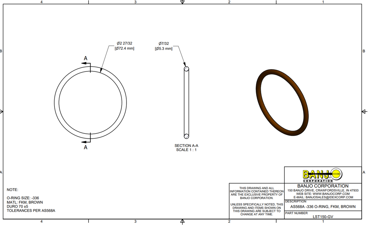 Banjo FKM Gasket for T Line Strainers 1-1/4" and 1-1/2" - LST150-GV
