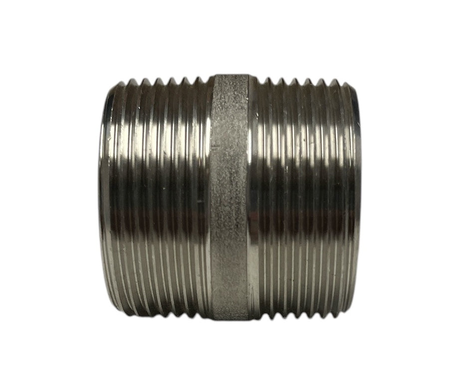 Hypro Stainless Steel Short Nipple 304SS, 1-1/4" MPT X 1-5/8" - 7114158