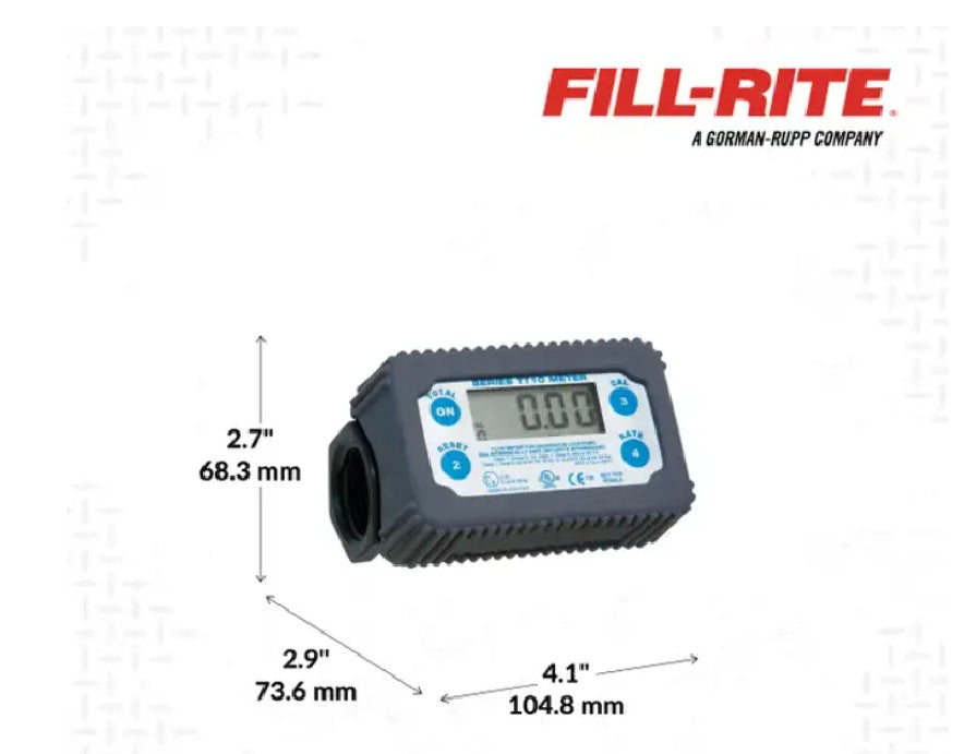Sotera Digital In Line 4 Digit Turbine Chemical Transfer Meter 1 Inch FPT 2-35 GPM - TT10PN
