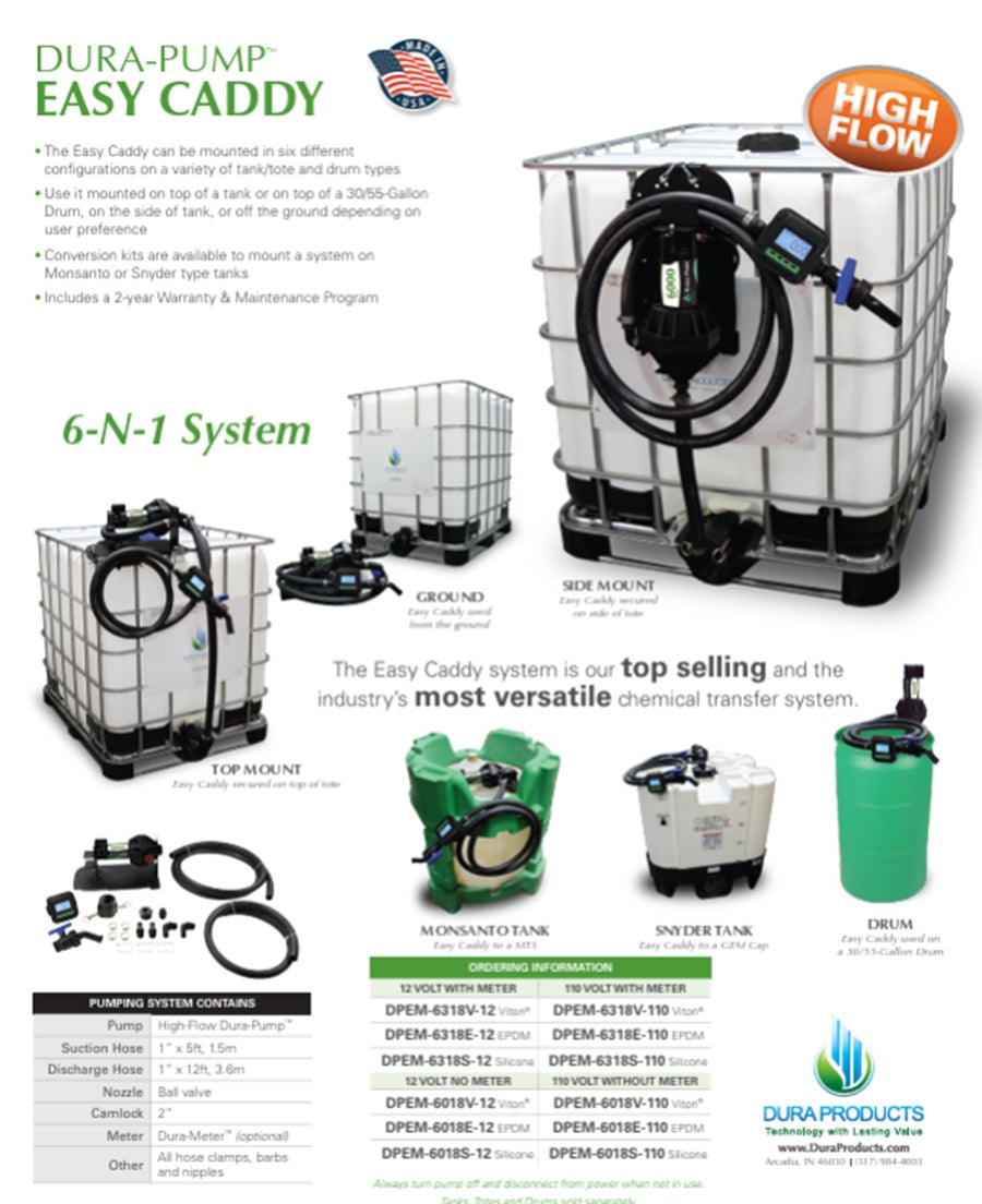 Dura Products Easy Caddy 6000 Series Chemical Transfer Pump Less Meter 12 V - DPE-6018V-12