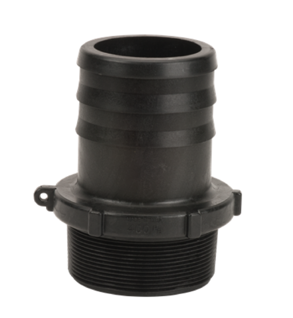Banjo 4 Inch Polypropylene Hose Fitting 4" Male Thread X 4" Hose Barb - HB400
