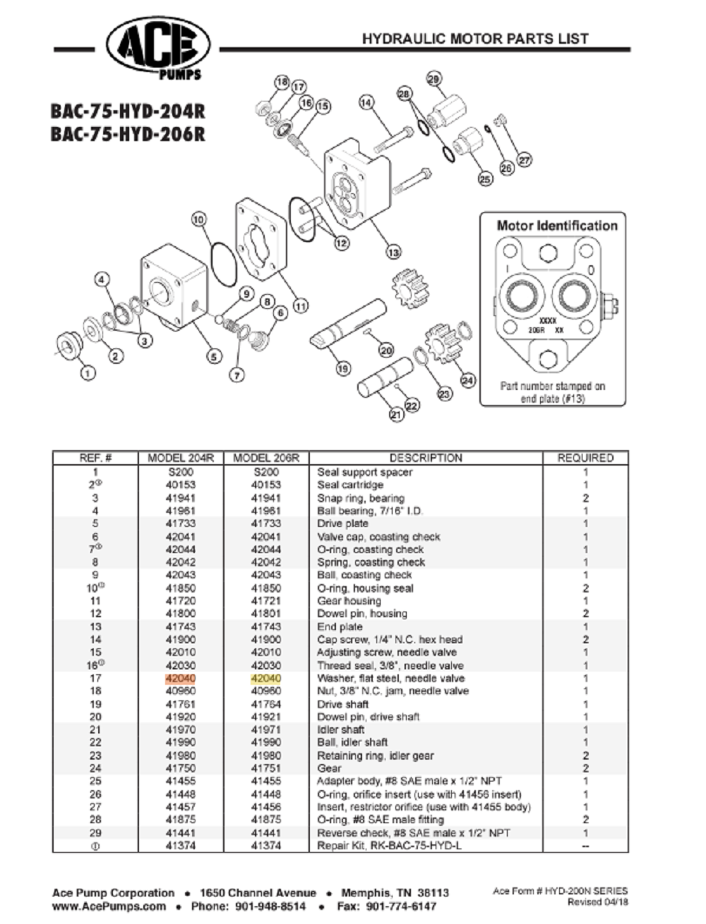 Ace Pumps Flat Steel Washer For 3/8" Needle Valve (200 Series Motor) - 42040