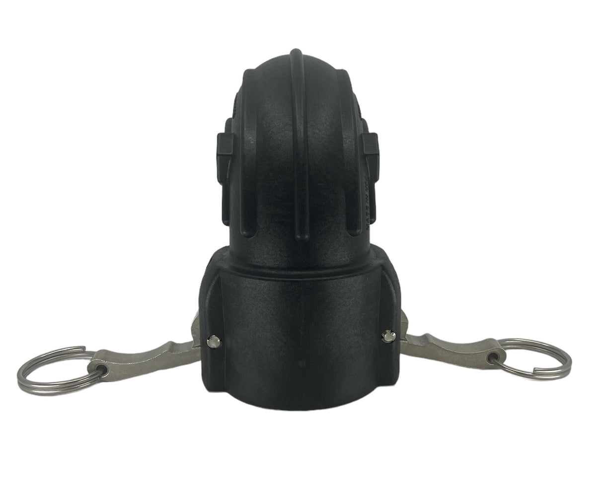 TerreMax Poly Camlock 2 inch Female Coupler x 2 inch Hose Barb Sweep - 200CSWP90