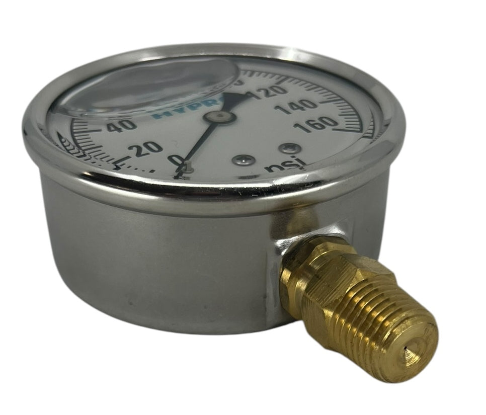 Hypro Glycerin Filled Pressure Gauge 2-1/2" Face 1/4" LM Stem, 0-160 PSI - GG160