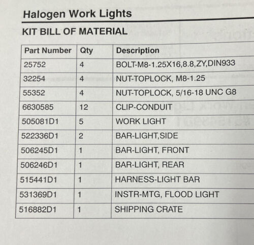 Agco Halogen Work Light Kit For 3XXX and 4XXX Spra-Coupe - 99-601589J1 (515439D1)