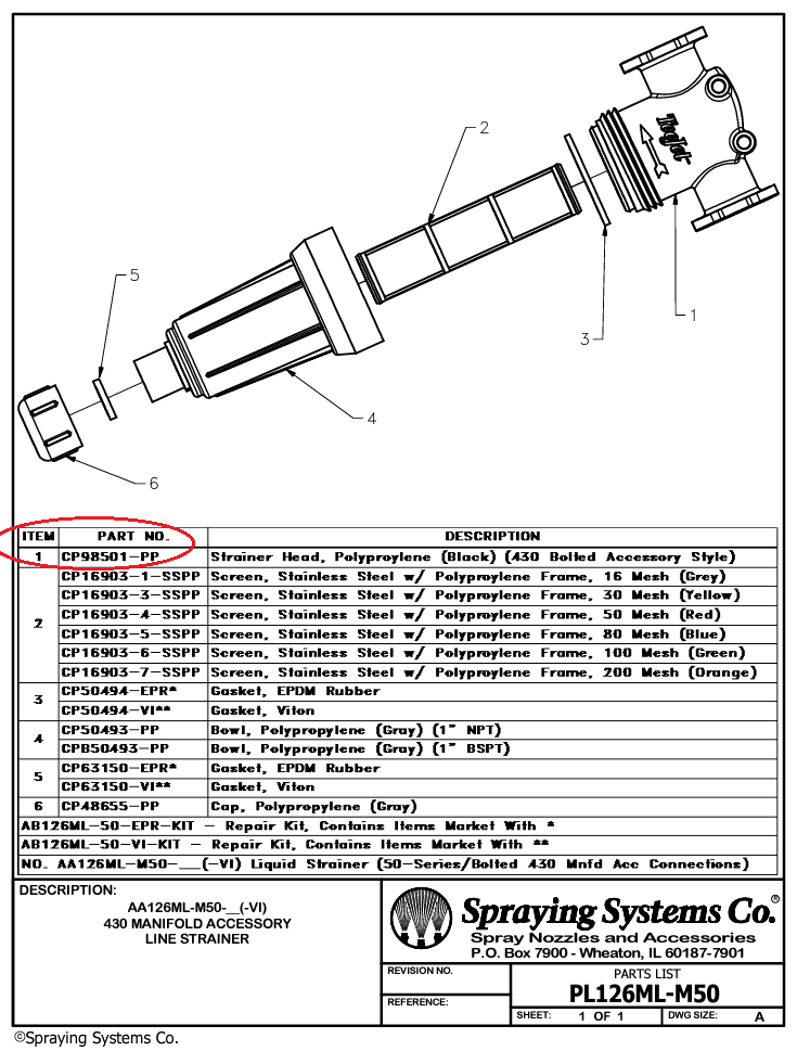 TeeJet Bolted Flange Strainer Head For 50 Series (AA126) - CP98501-PP