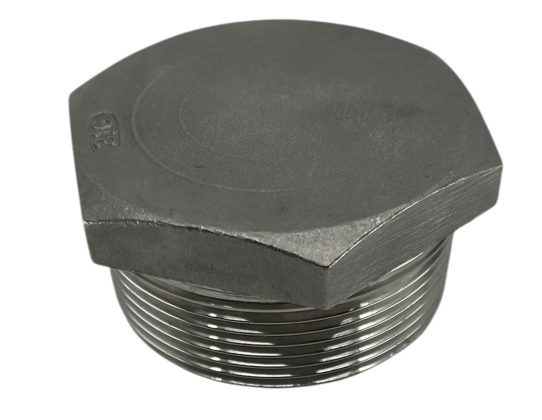 Hypro Stainless Steel Hex Plug Fitting 2" MNPT - 7F200