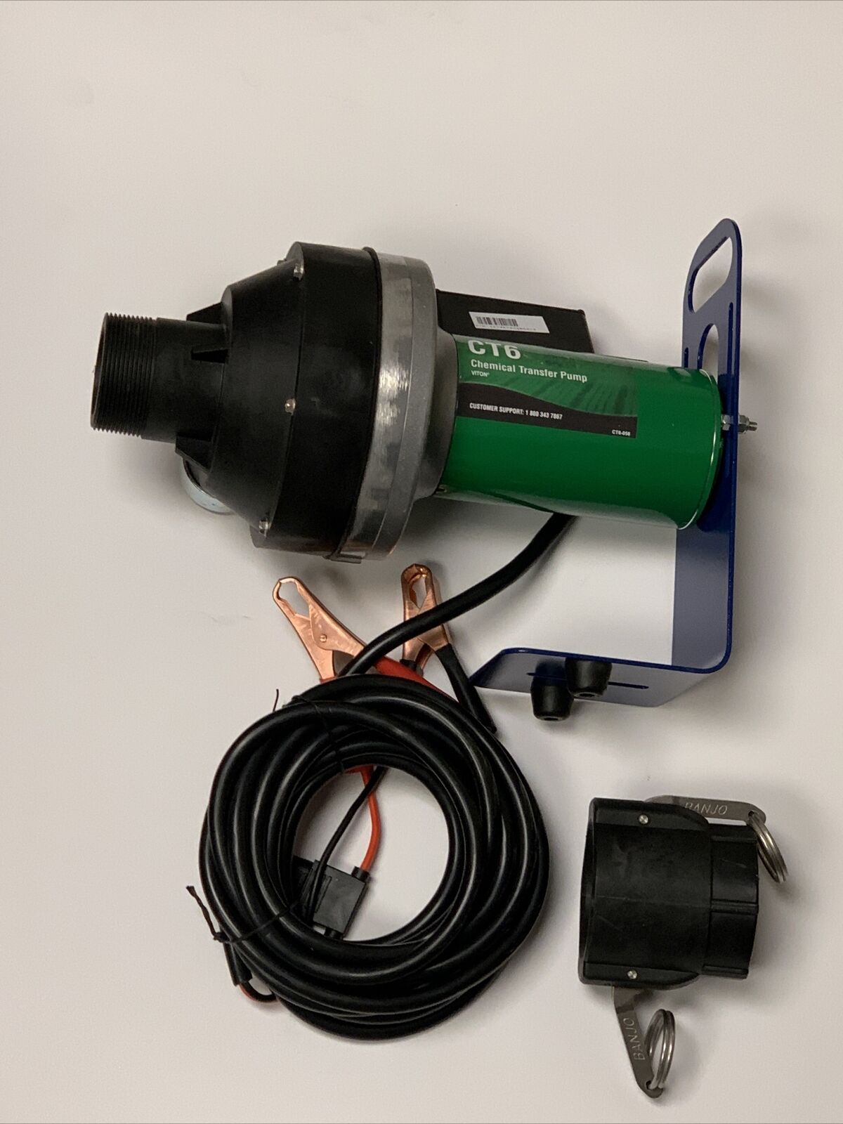 FlowServe 12 Volt CT6 Viton Chemical Pump With Hose, Valve, Spout, Bracket, 2"QC - CT6-1V5BA-005