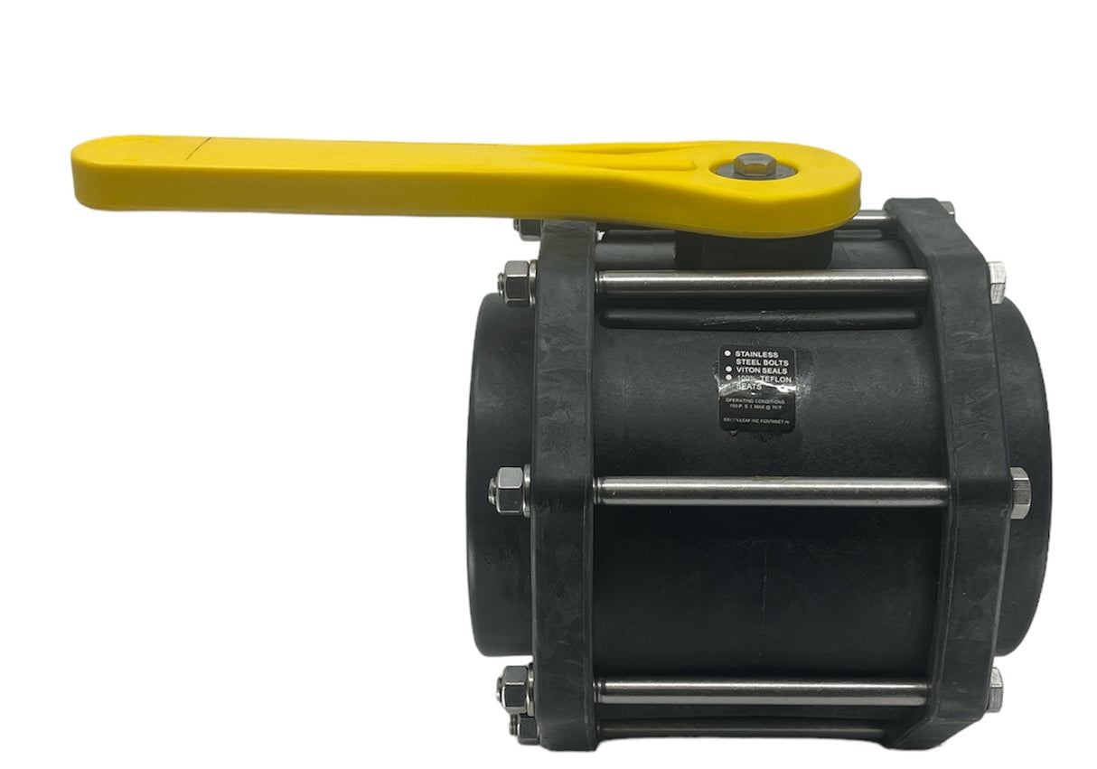 TerreMax Full Port Polypropylene Ball Valve 4" FPT, Max PSI 100 6 Bolt - V400FPY