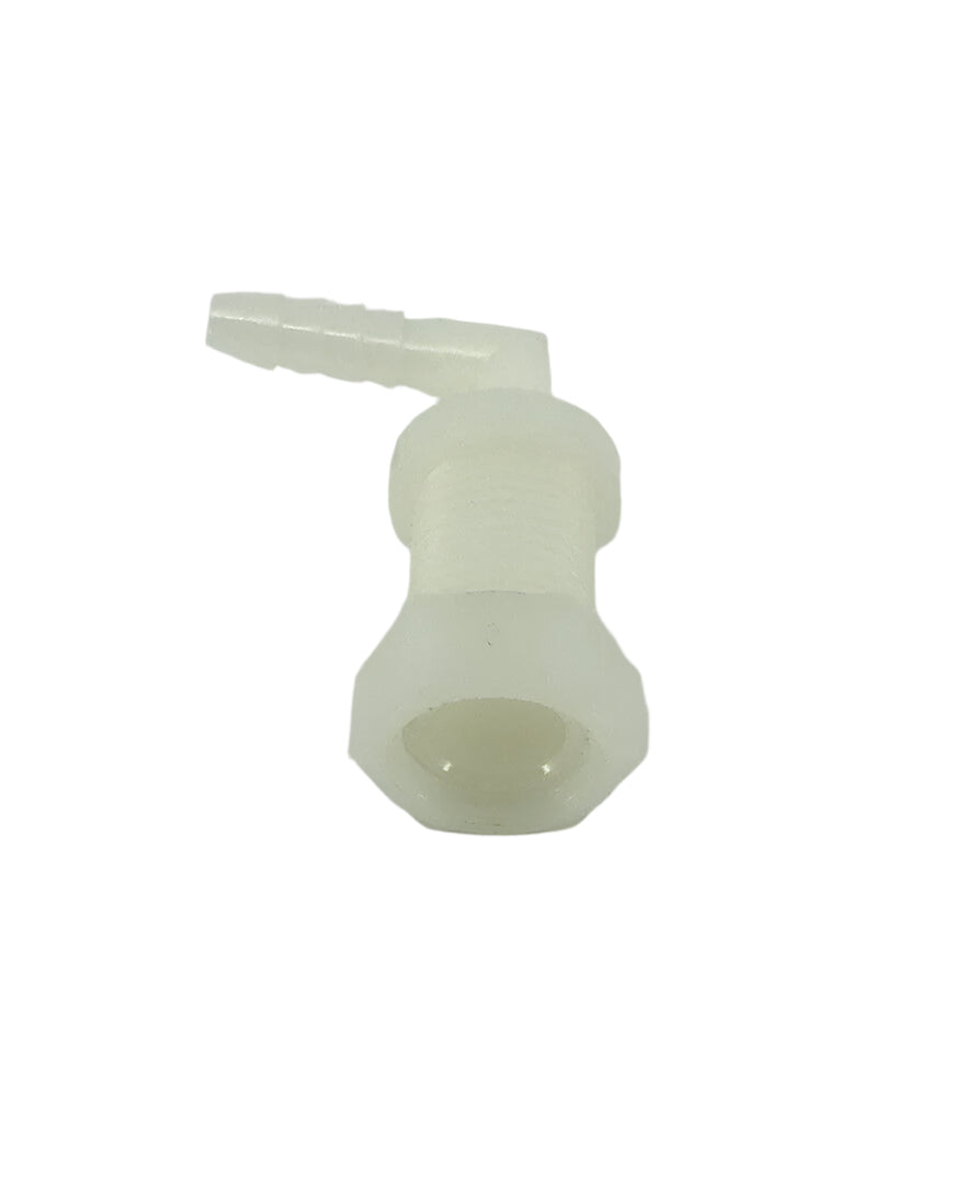 Hypro Plastic Elbow Fitting W/B12 Nut 11/16" UNF X 1/4" Hose Barb - NTL14