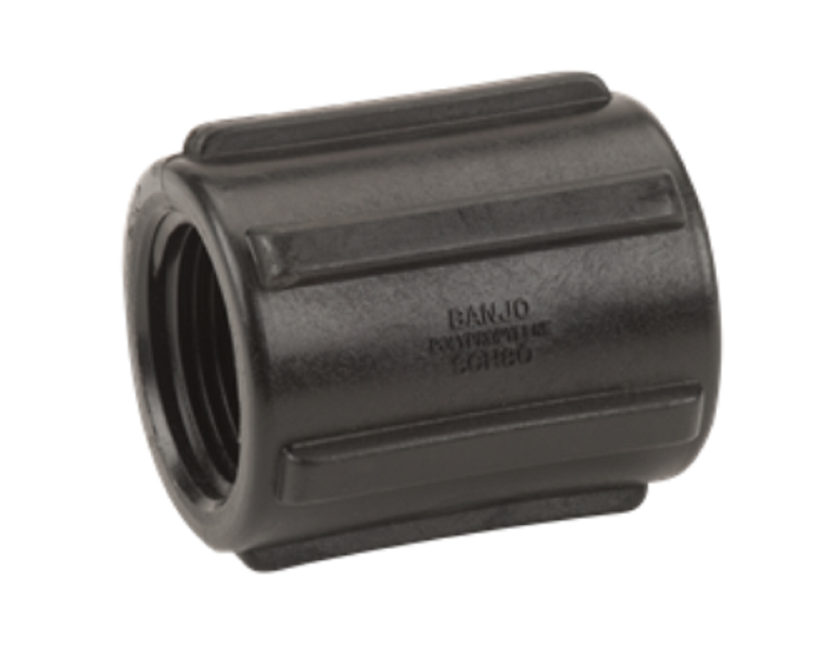 Banjo Threaded Polypropylene Pipe Coupling, 3/4" NPT Female - CPLG075