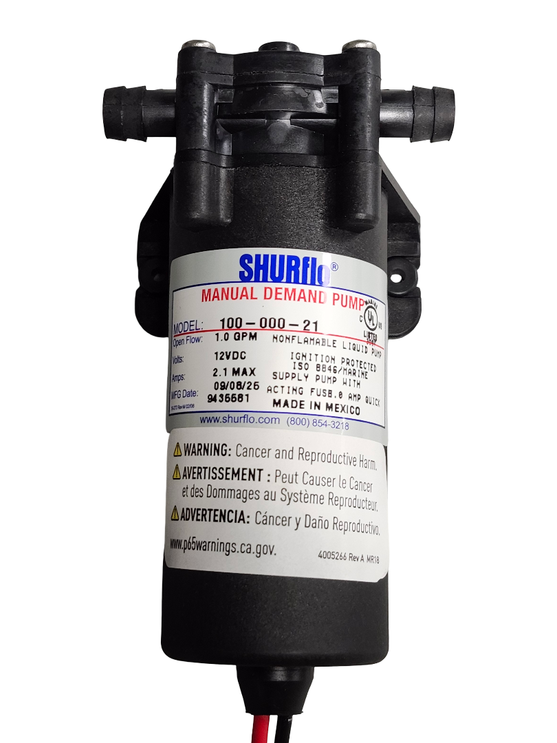 Shurflo 1 GPM Manual Demand Pump 3/8" Hose Barb, 12V, 20 PSI - 100-000-21