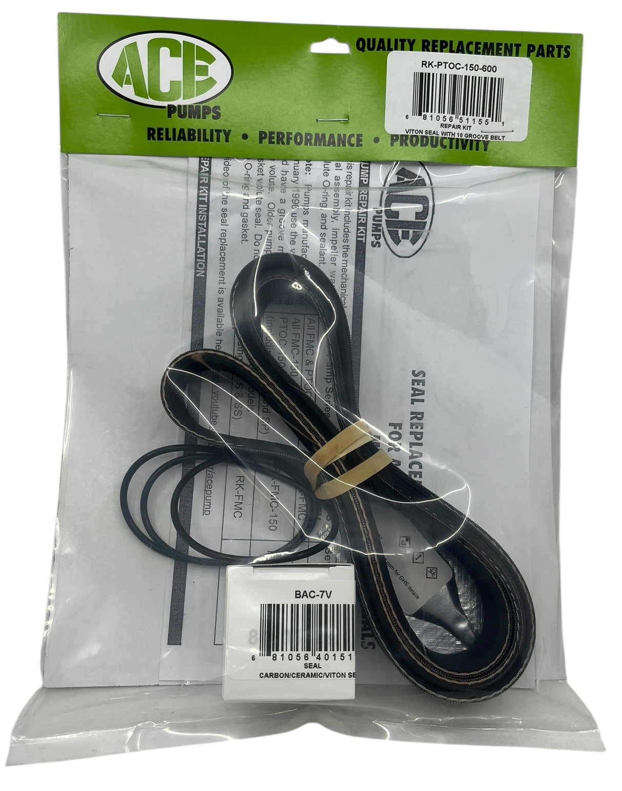 Ace Pumps Repair Kit for Belt Driven Centrifugal PTOC-150-600 Series Pump - RK-PTOC-150-600