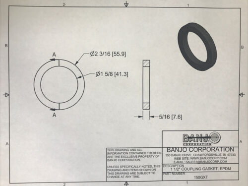 Banjo EPDM Extra Thick Cam Lever Gasket 1-1/2" - 150GXT