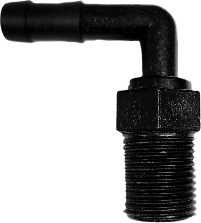 Banjo 90 Degree Hose Fitting 3/8" Male Thread X 3/8" Hose Barb - HB038-90