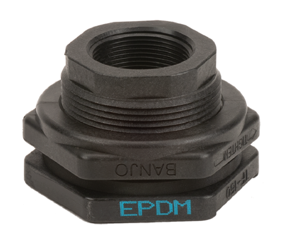 Banjo Poly Bulkhead Tank Fitting with EPDM Gasket 1-1/2" - TF150