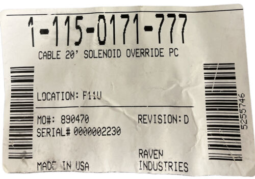 Raven 20 Ft Solenoid Override Cable - 115-0171-777