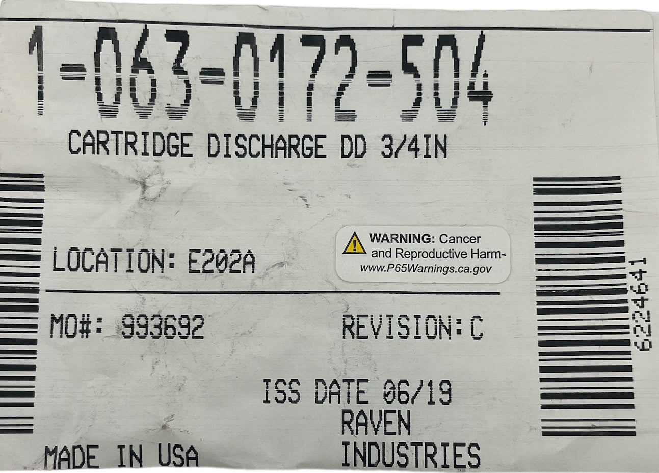 Raven Exhaust Check Valve Assembly for Injection Pump, 3/4" - 063-0172-504