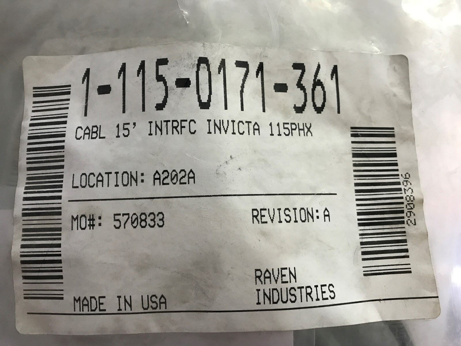 Raven 15 ft Interface Cable for Invicta 115/Phoenix 200 Receivers - 115-0171-361