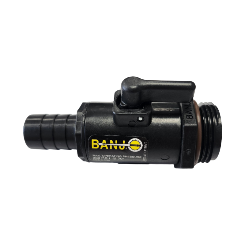 Banjo Poly Micro Ball Valve with 3/4" Hose Barb & 1" Male NPT - LVHB075100MTV