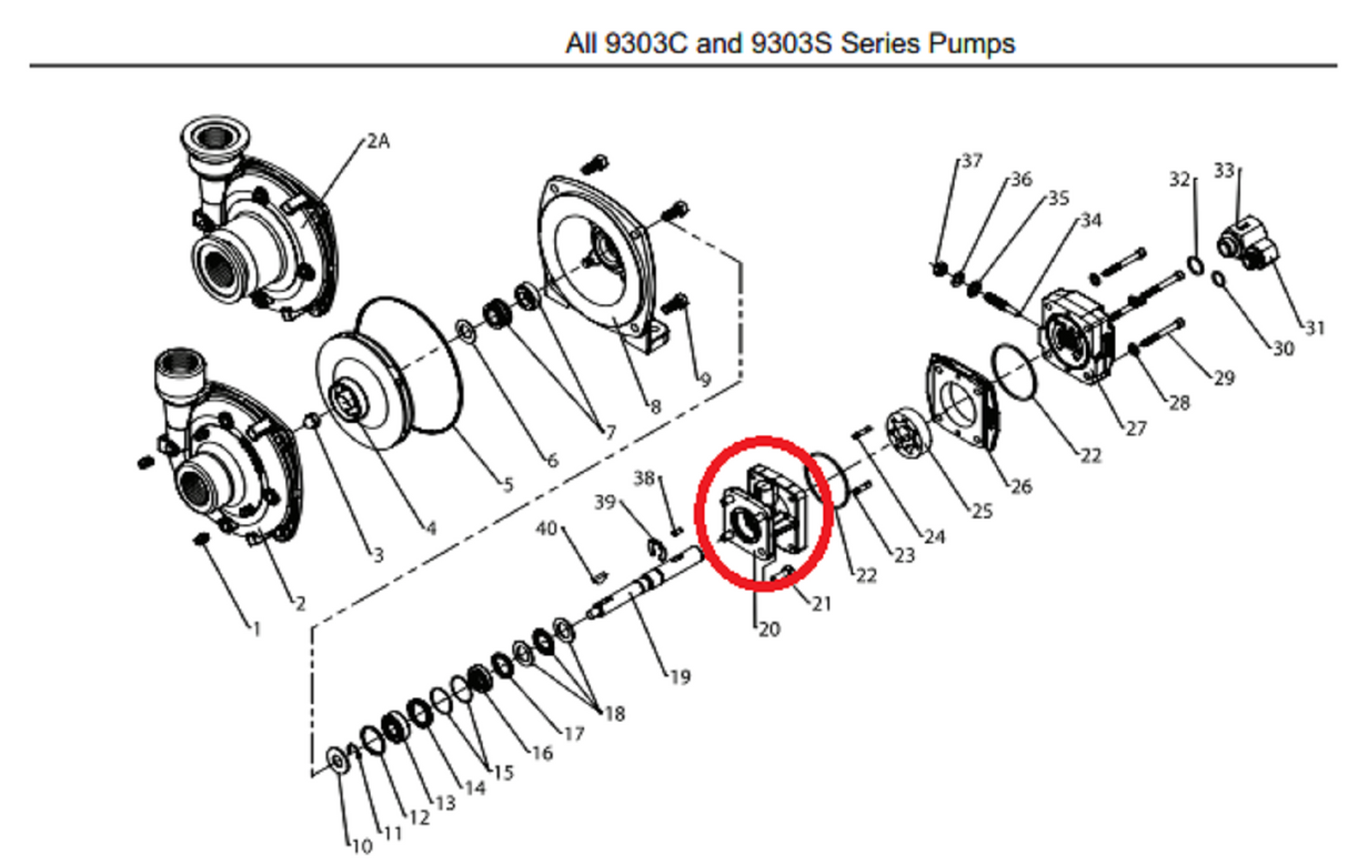 Hypro Hydraulic Motor Body with Main Needle Bearing For 93XX Pumps - 0150-2500C