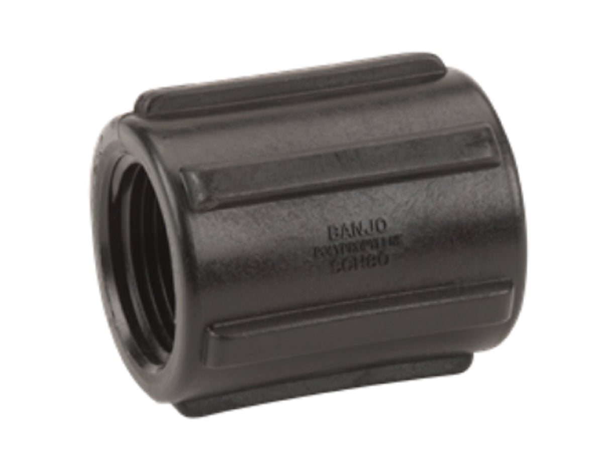 Banjo Threaded Polypropylene Pipe Coupling, 3/4" NPT Female - CPLG075