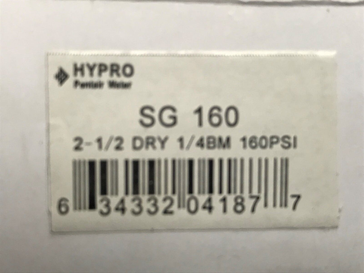 Hypro 2-1/2" Dry Pressure Gauge, 1/4" Brass Stem, 160 PSI - SG160