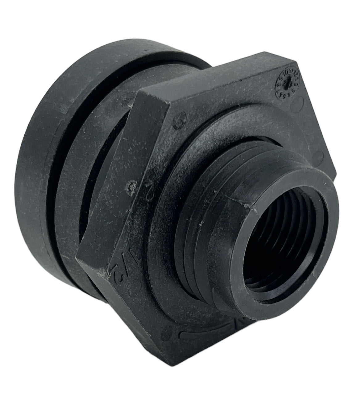 Ace Roto Mold Polypropylene Bulkhead 1/2" FPT, 1-1/4" Hole Required - 10058