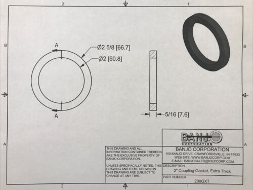 Banjo Extra Thick EPDM Gasket for Cam Lever Couplers - 200GXT