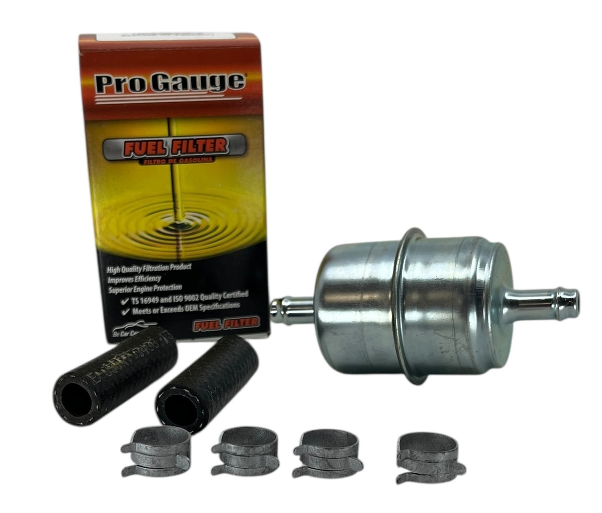 Pro Gauge In Line Fuel Filter With 3/8" Clamp-On Inlet/Outlet 60 PSI - G15-M