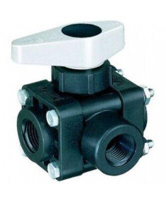 TeeJet 3 Way Manual Bypass Valve 3/8" - AA343M-3-3/8-PP