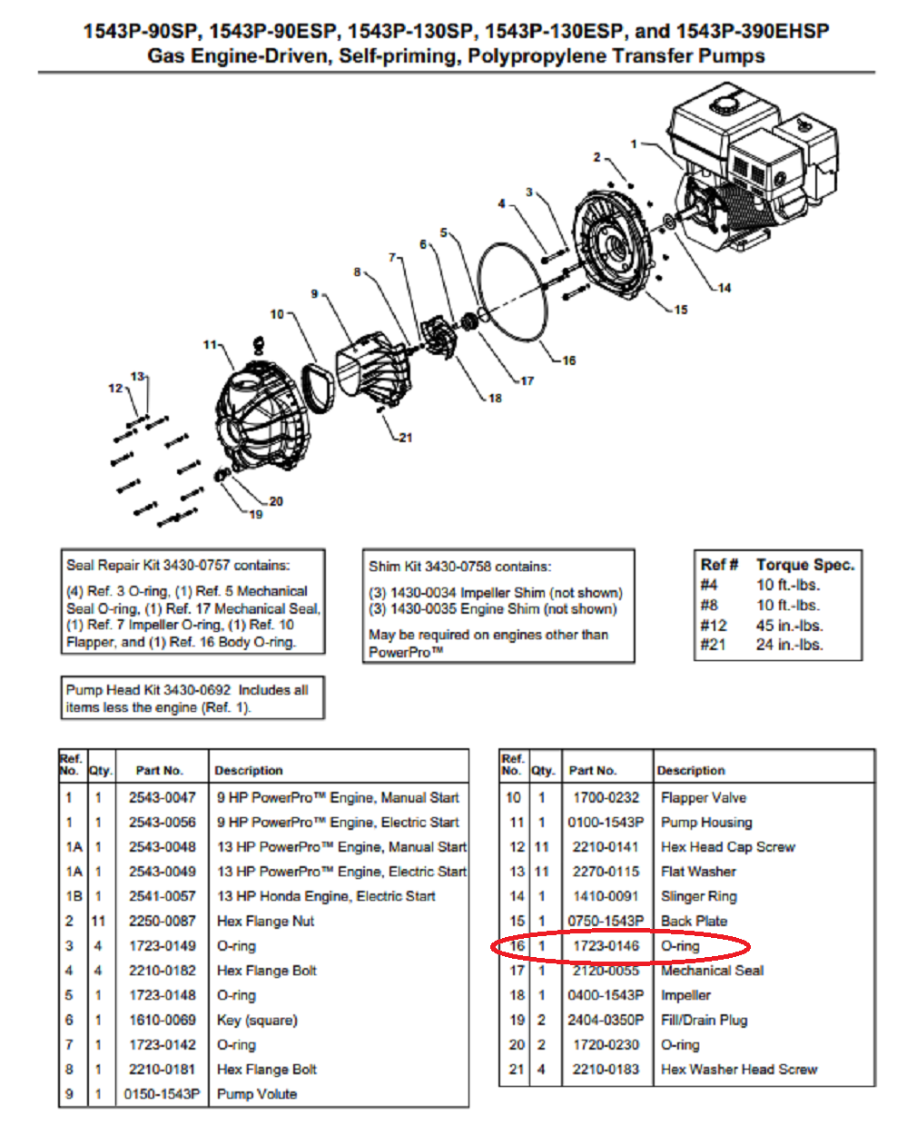 Hypro Body O-Ring For 3" Poly Transfer Pump - 1723-0146