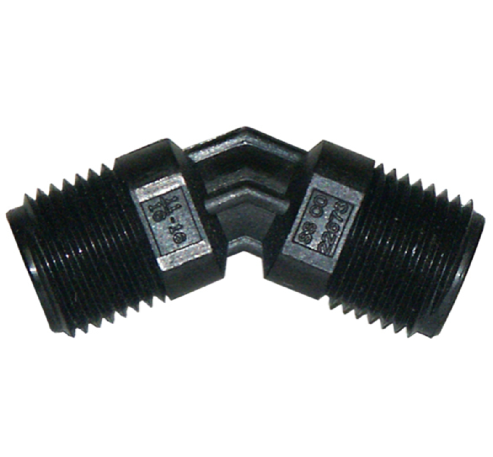 TeeJet Poly Nozzle Adaptor 45°, 11/16-16" Male Connections - CP22673-PP