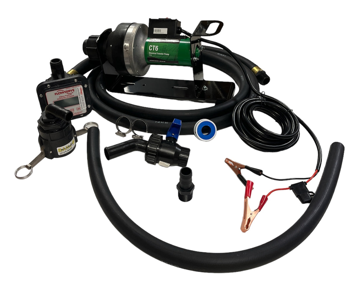 Flowserve IBC Caged System 12V Viton Chemical Pump with Meter - CT6-1V5GA-000