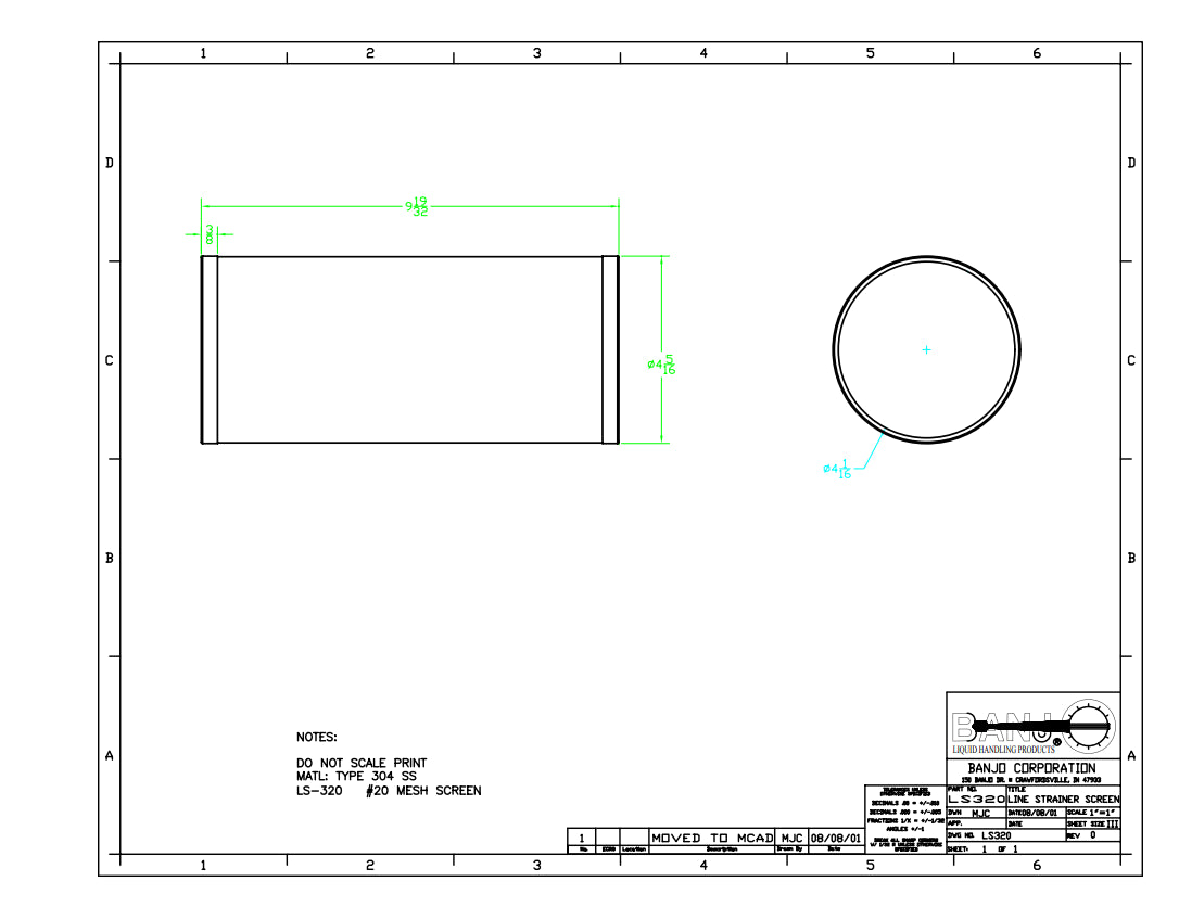 Banjo 3 Inch Stainless Steel Line Strainer 20 Mesh Screen for Y-Strainer - LS320