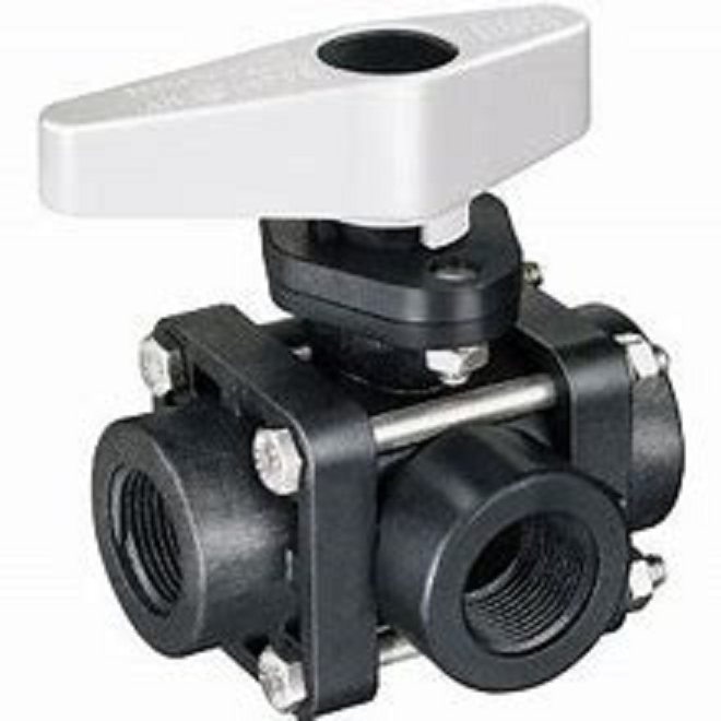 TeeJet 3 Way Manual Ball Valve 3/4" - AA344M-3-3/4-PP