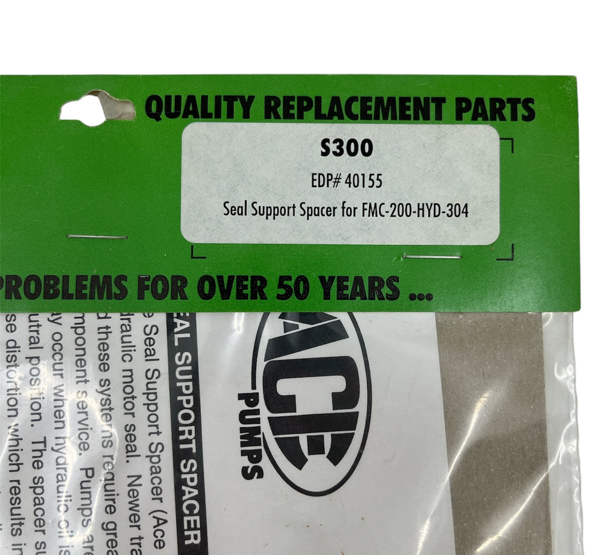 Ace Pumps Seal Support Spacer for 300 Series Hydraulic Lip Seal - S300 (40162)