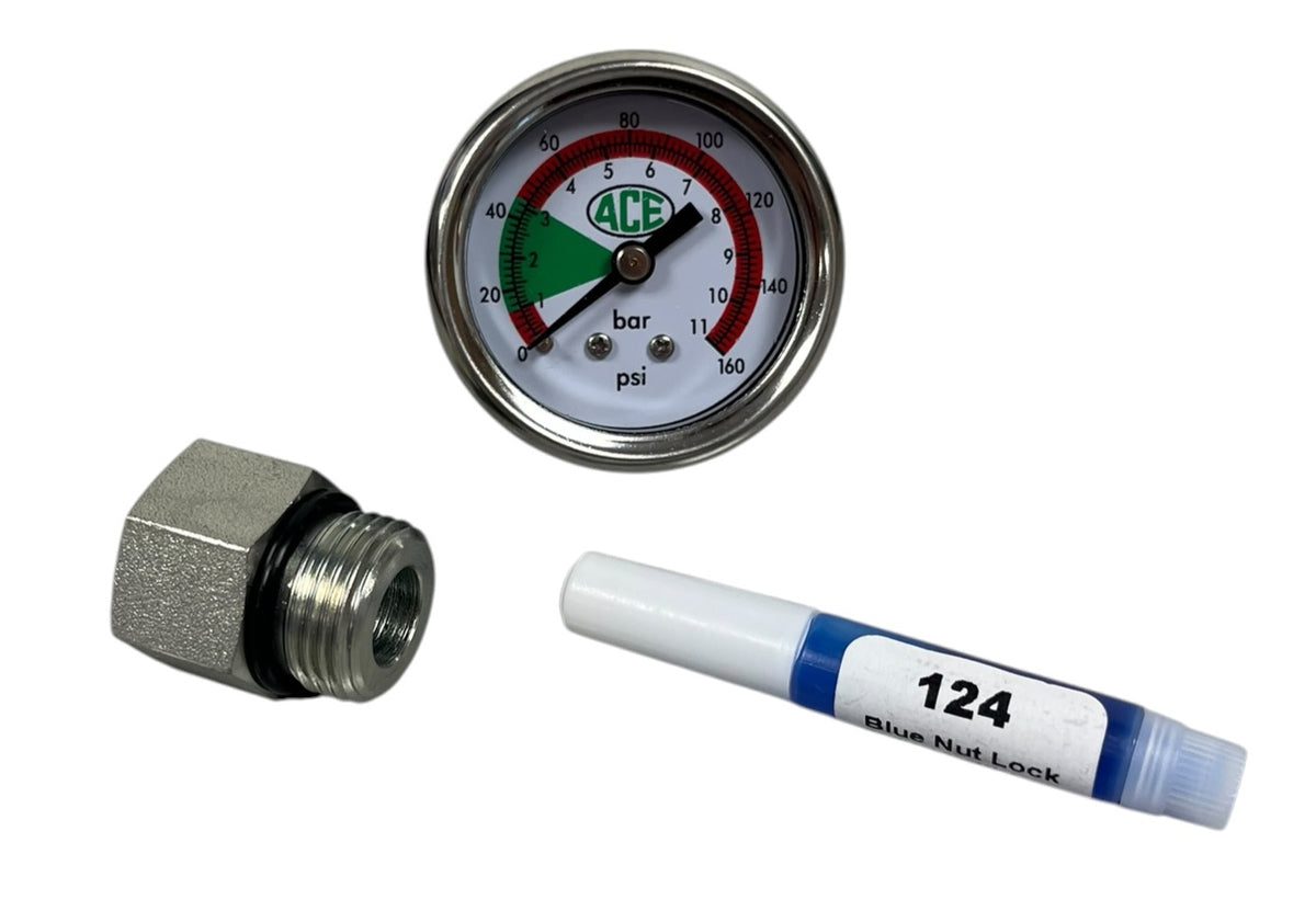 Ace Pumps Pressure Gauge 1.5 Inch Dial 0-160 PSI 1/4 Inch Back Mount With Adapter - 50150