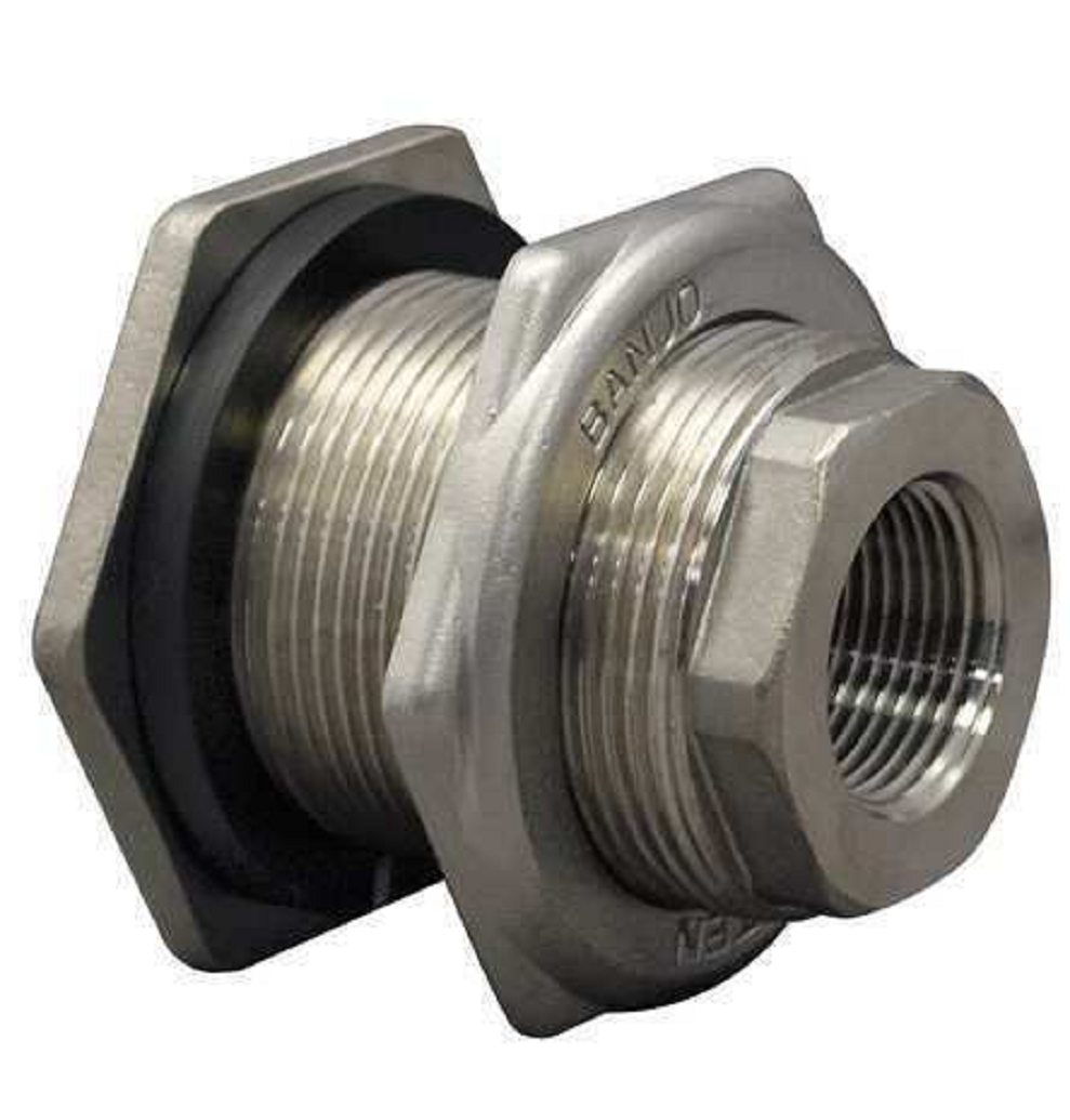 Banjo 316 Stainless Steel Bulkhead Tank Fitting 3/4" NPT Female - TF075SS