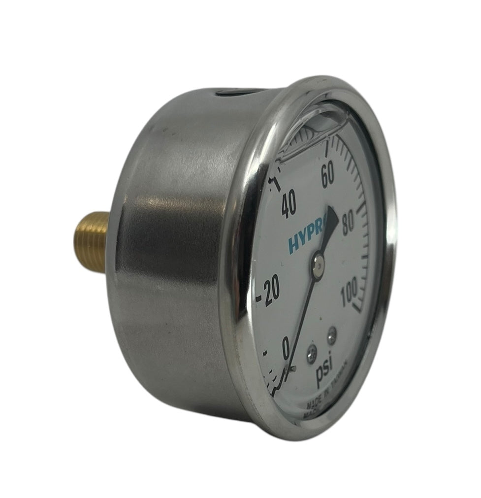 Hypro Glycerin Filled Pressure Gauge 2 1/2" Face 1/4" CBM Stem, 0-100 PSI - WGG100C
