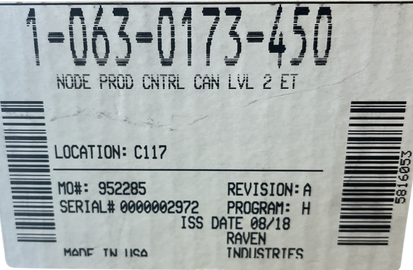 Raven CAN Level 2 ET Product Controller Node - 063-0173-450