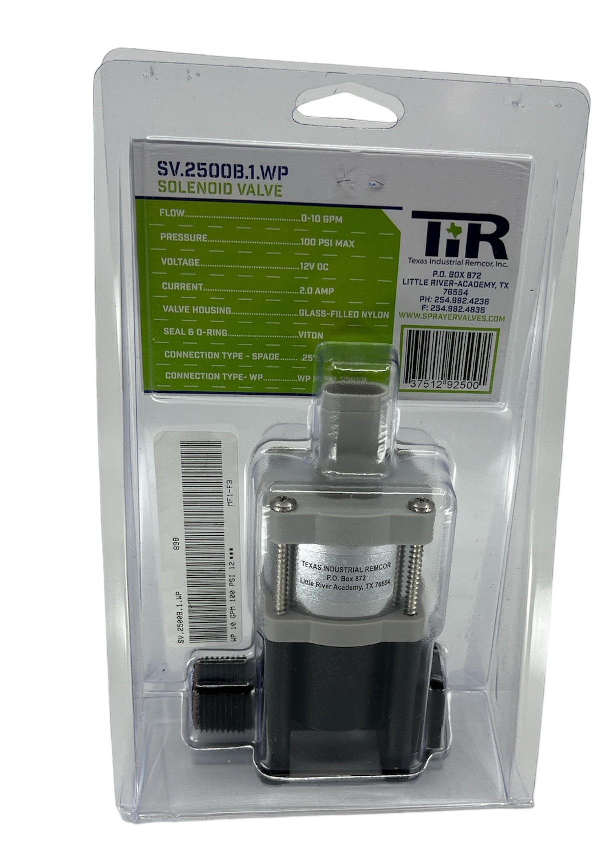 Texas Remcor 2 Way Direct Operating Solenoid Valve 2-Pin WP, 12V - SV.2500B.1.WP