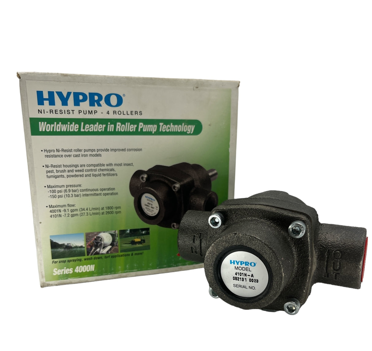 Hypro 4 Roller Vane Pump Ni-Resist, 3/4" NPT Inlets - 4101N