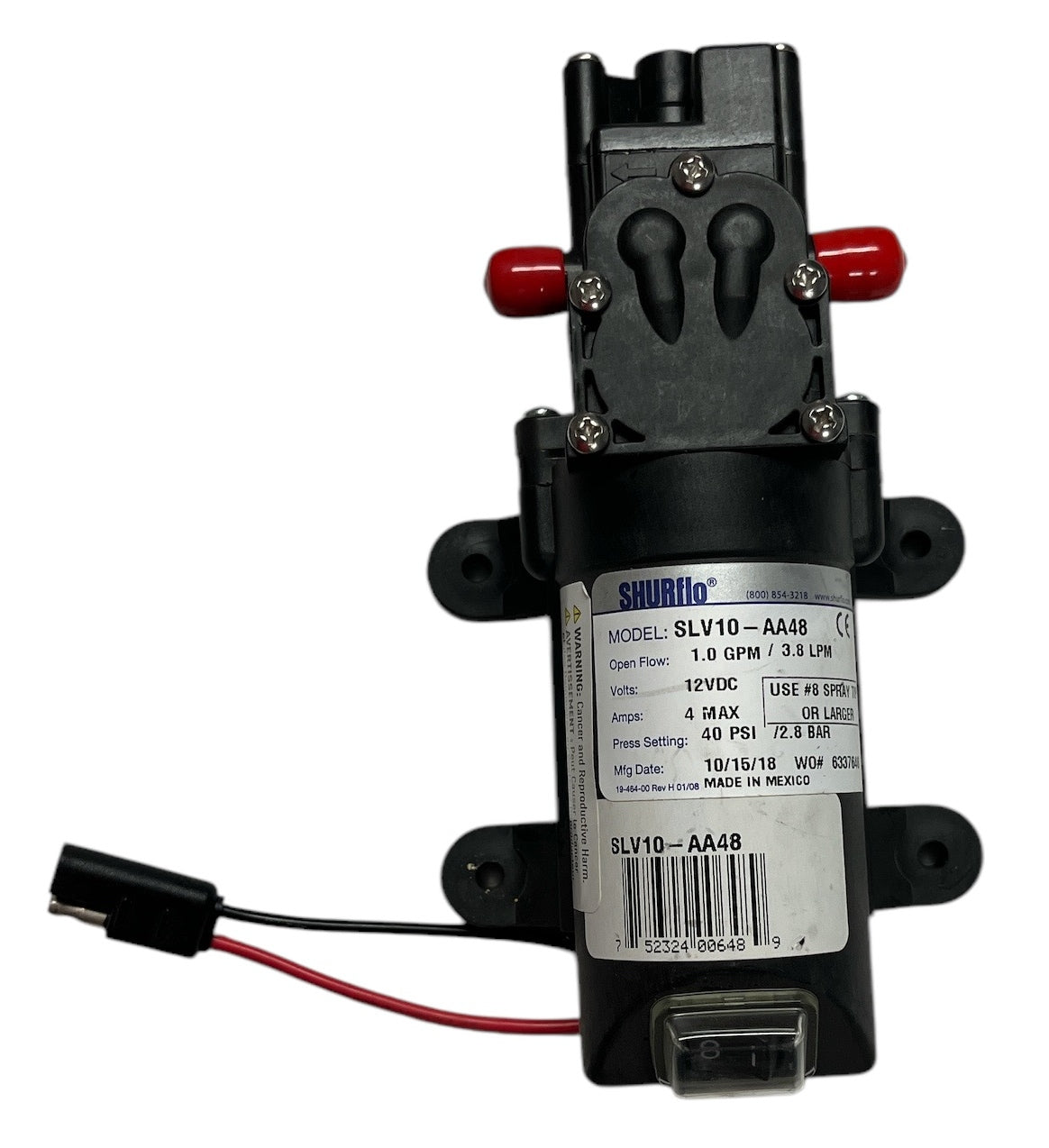 Shurflo SLV Series Diaphragm Pump, Automatic Switch, 12 VDC 1 GPM - SLV10-AA48