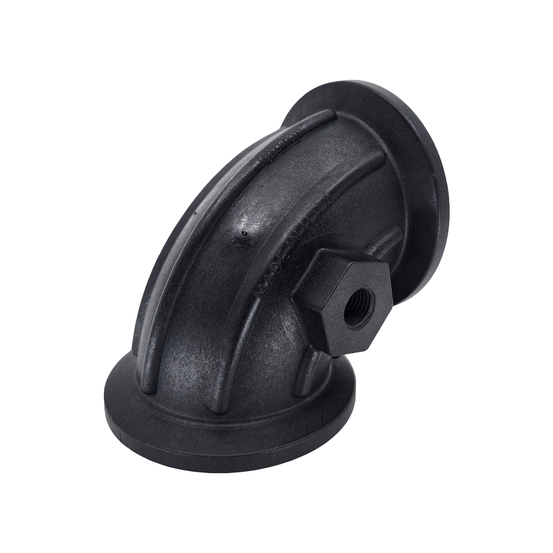 Banjo 90 Degree Manifold Flange Sweep w/ Gauge Port 2" Full Port - M220SWPG90