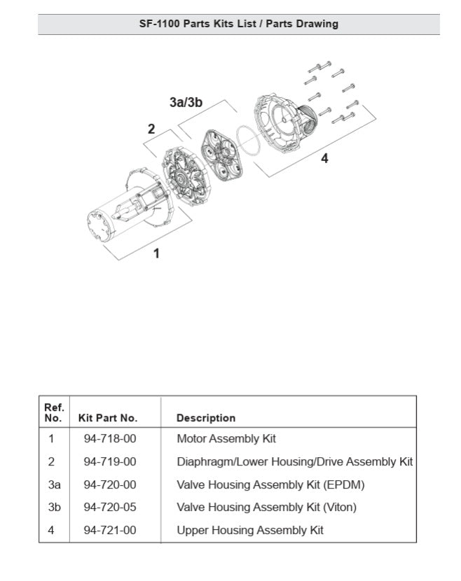 Shurflo Replacement Poly Upper Pump Housing Kit For SF-1100 - 94-721-00